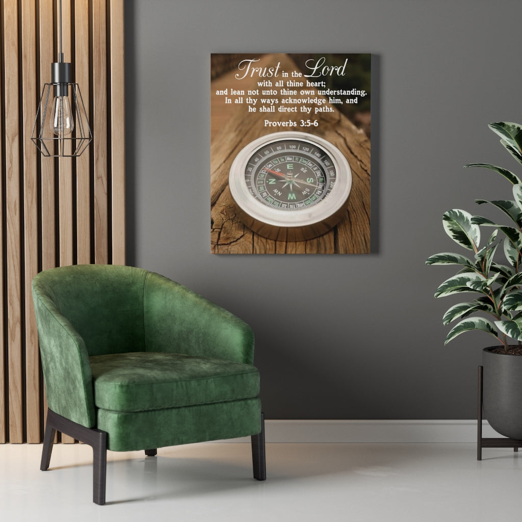 Scripture Walls Direct Thy Paths Proverbs 3:5-6 Wood Bible Verse Canvas Christian Wall Art Ready to Hang Unframed-Express Your Love Gifts