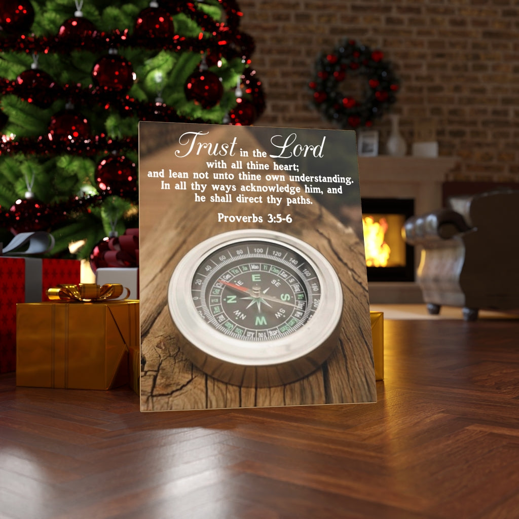 Scripture Walls Direct Thy Paths Proverbs 3:5-6 Wood Bible Verse Canvas Christian Wall Art Ready to Hang Unframed-Express Your Love Gifts