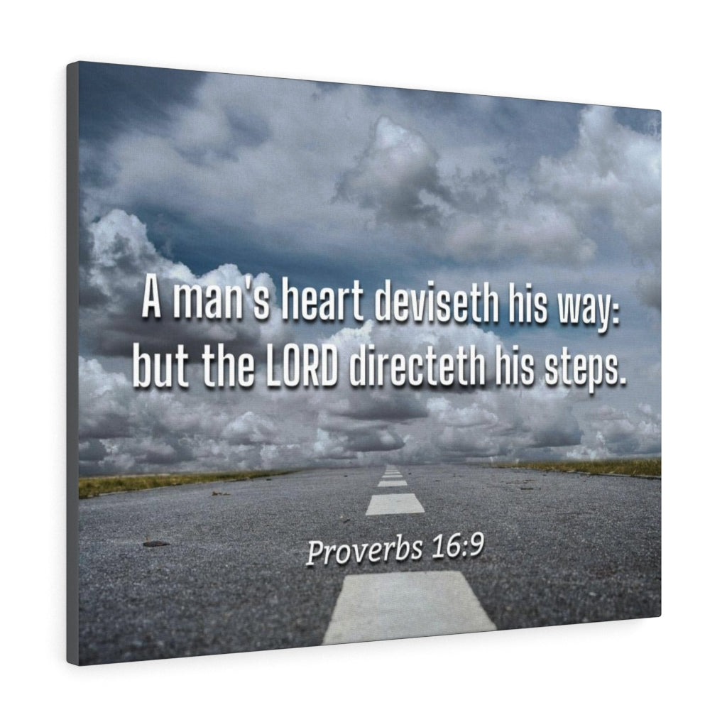 Scripture Walls Directeth His Steps Proverbs 16:9 Bible Verse Canvas Christian Wall Art Ready to Hang Unframed-Express Your Love Gifts