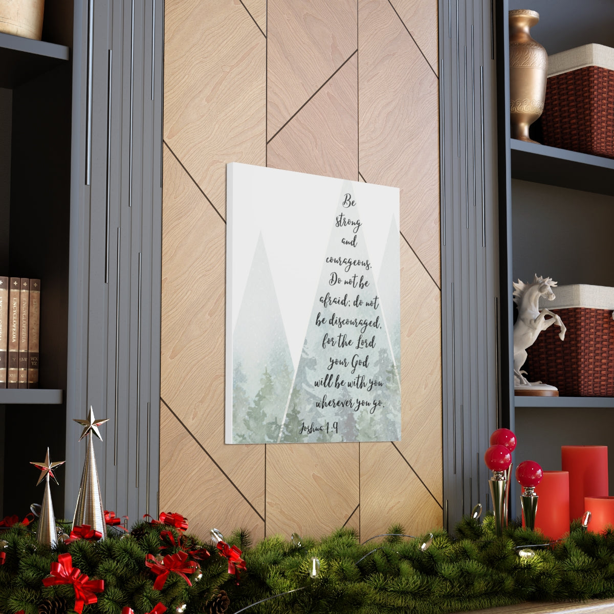 Scripture Walls Do Not Be Discouraged Joshua 1:9 Tree Bible Verse Canvas Christian Wall Art Ready to Hang Unframed-Express Your Love Gifts