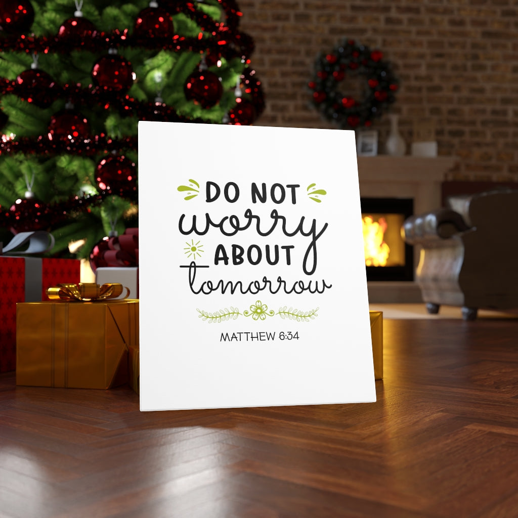 Scripture Walls Do Not Worry Matthew 6:34 Bible Verse Canvas Christian Wall Art Ready to Hang Unframed-Express Your Love Gifts
