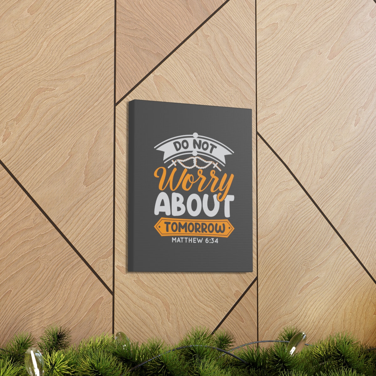 Scripture Walls Do Not Worry Matthew 6:34 Orange Bible Verse Canvas Christian Wall Art Ready to Hang Unframed-Express Your Love Gifts