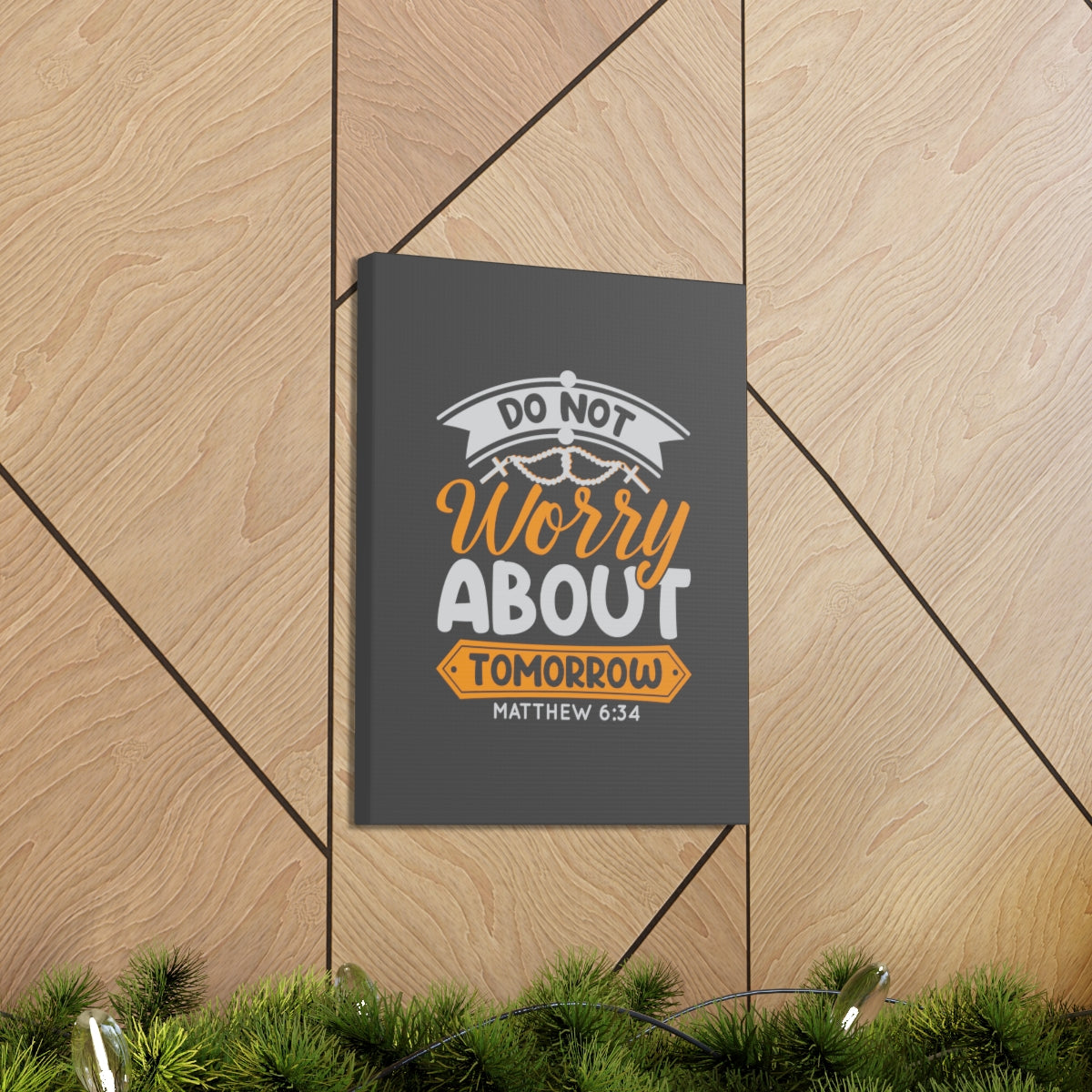 Scripture Walls Do Not Worry Matthew 6:34 Orange Bible Verse Canvas Christian Wall Art Ready to Hang Unframed-Express Your Love Gifts