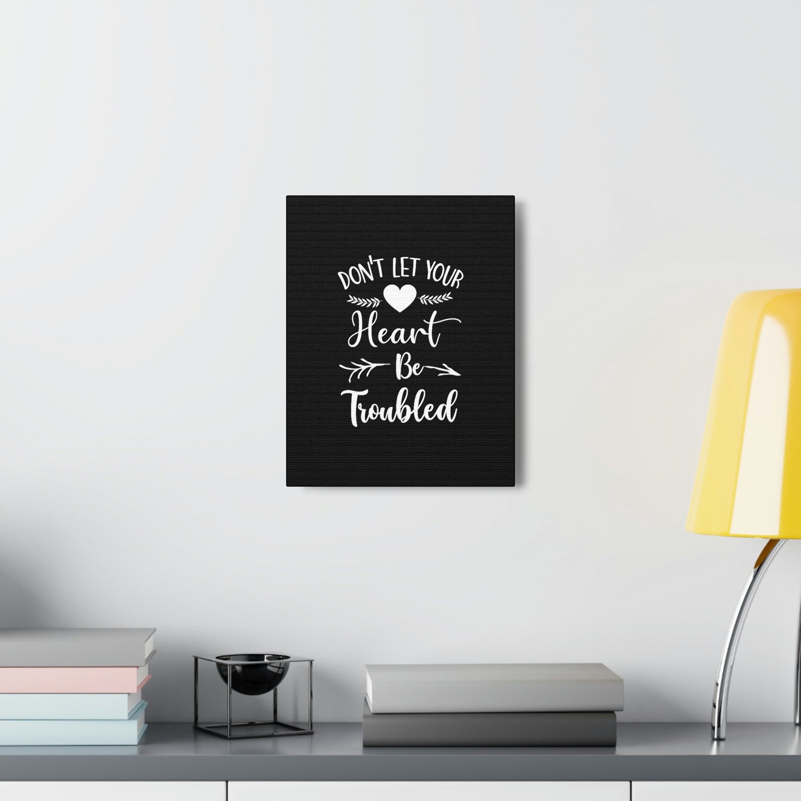 Scripture Walls Don't Let Your Heart Be Troubled John 14:27 White Christian Wall Art Bible Verse Print Ready to Hang Unframed-Express Your Love Gifts