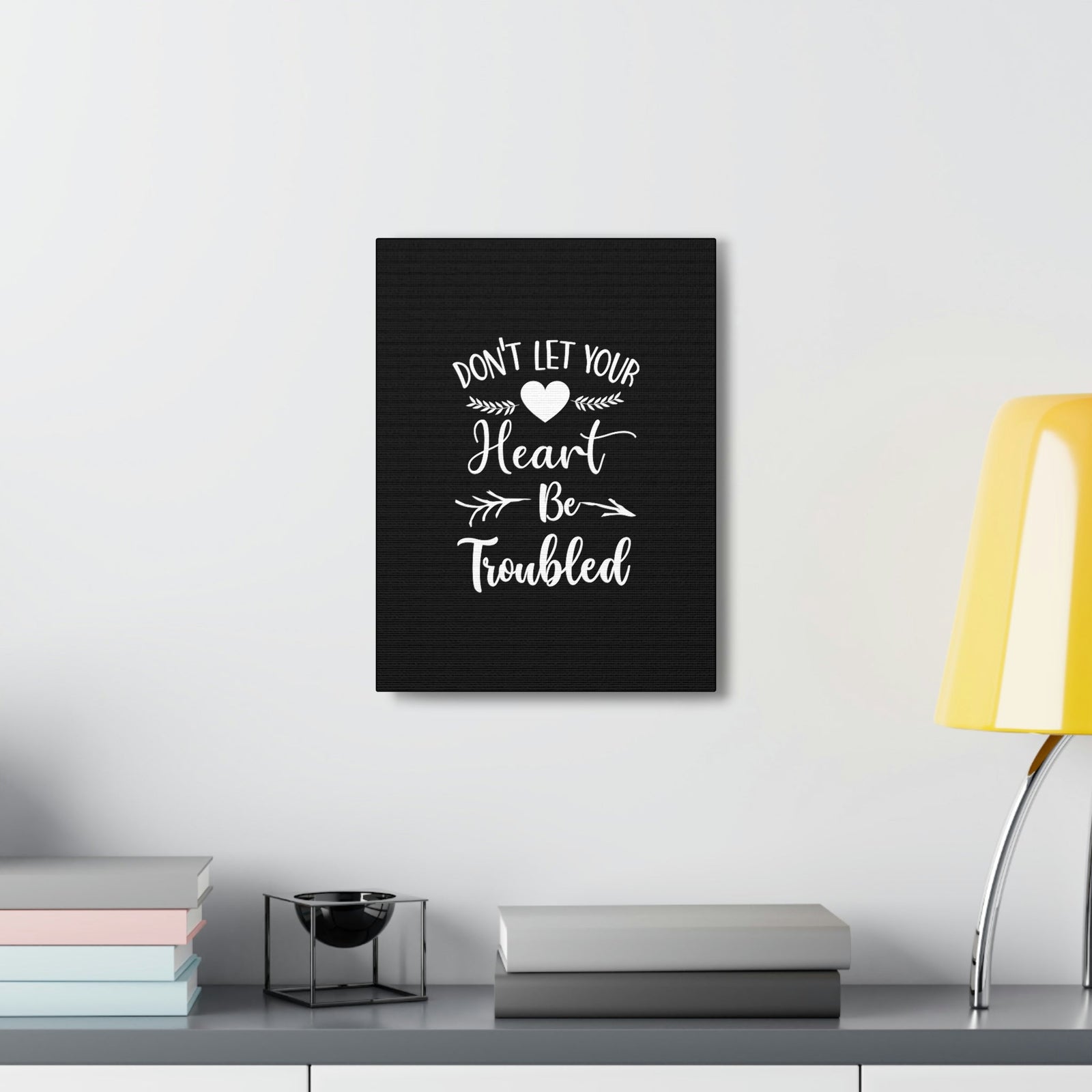 Scripture Walls Don't Let Your Heart Be Troubled John 14:27 White Christian Wall Art Bible Verse Print Ready to Hang Unframed-Express Your Love Gifts