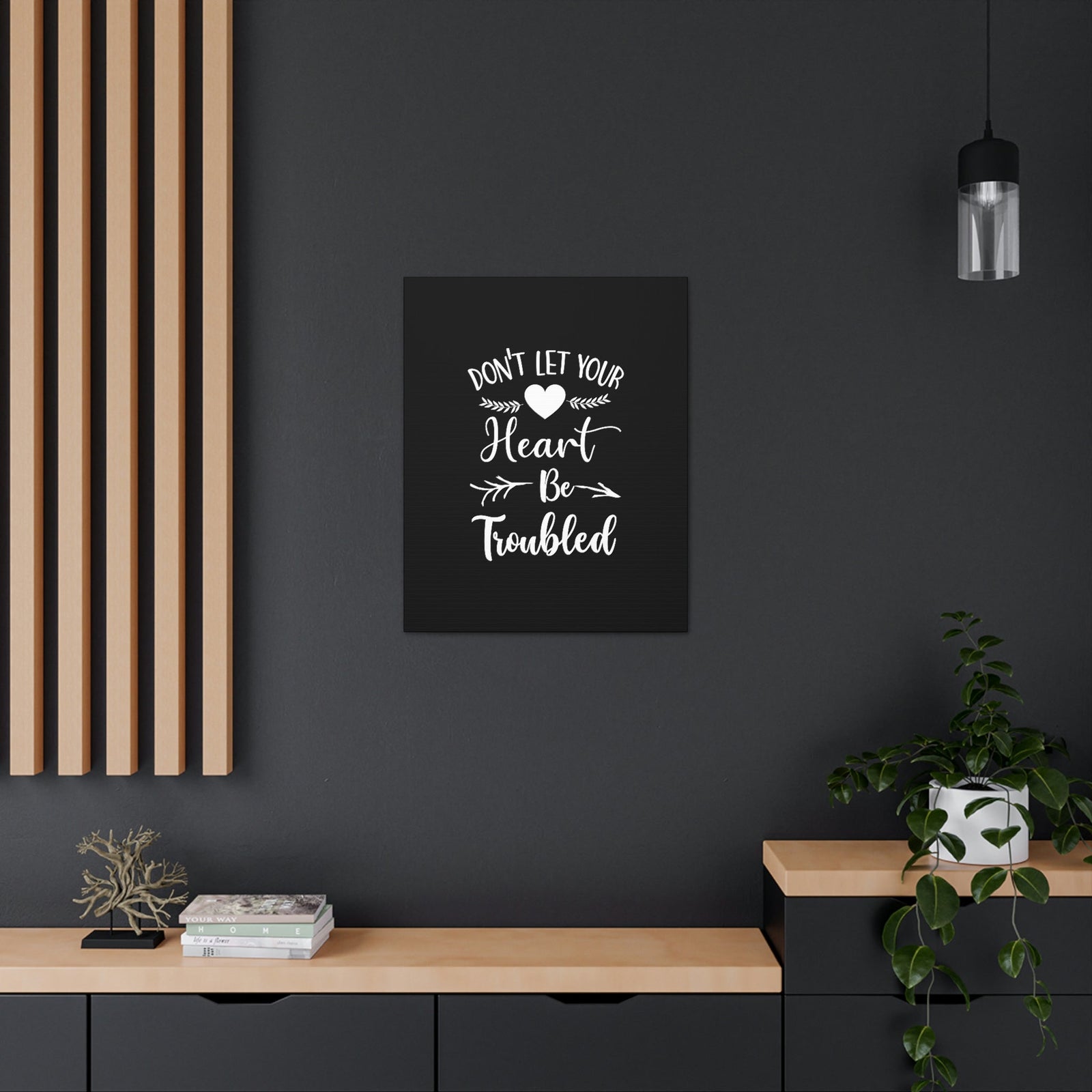 Scripture Walls Don't Let Your Heart Be Troubled John 14:27 White Christian Wall Art Bible Verse Print Ready to Hang Unframed-Express Your Love Gifts