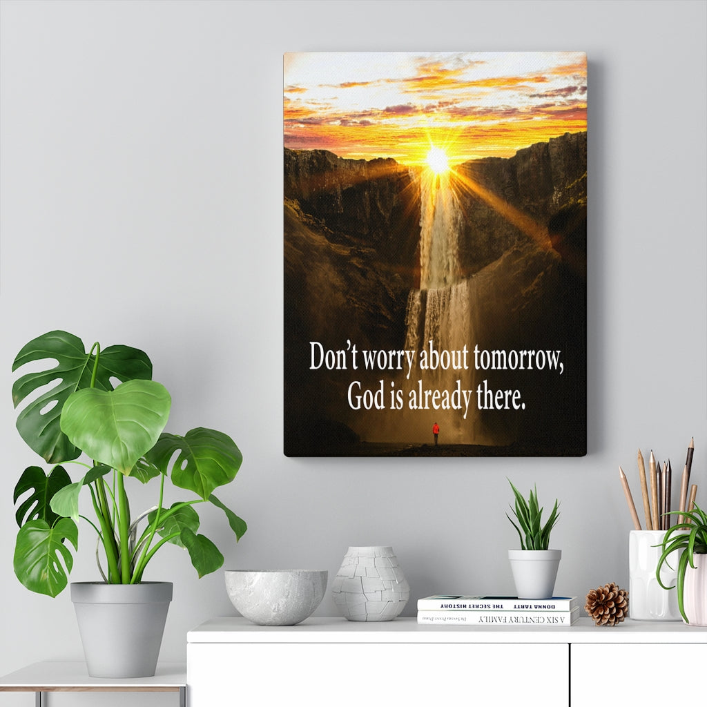 Scripture Walls Don't Worry Matthew 6:34 Bible Verse Canvas Christian Wall Art Ready to Hang Unframed-Express Your Love Gifts