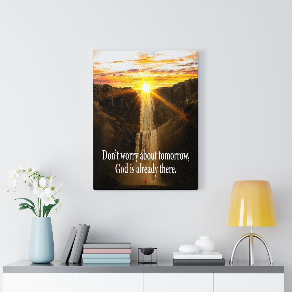 Scripture Walls Don't Worry Matthew 6:34 Bible Verse Canvas Christian Wall Art Ready to Hang Unframed-Express Your Love Gifts