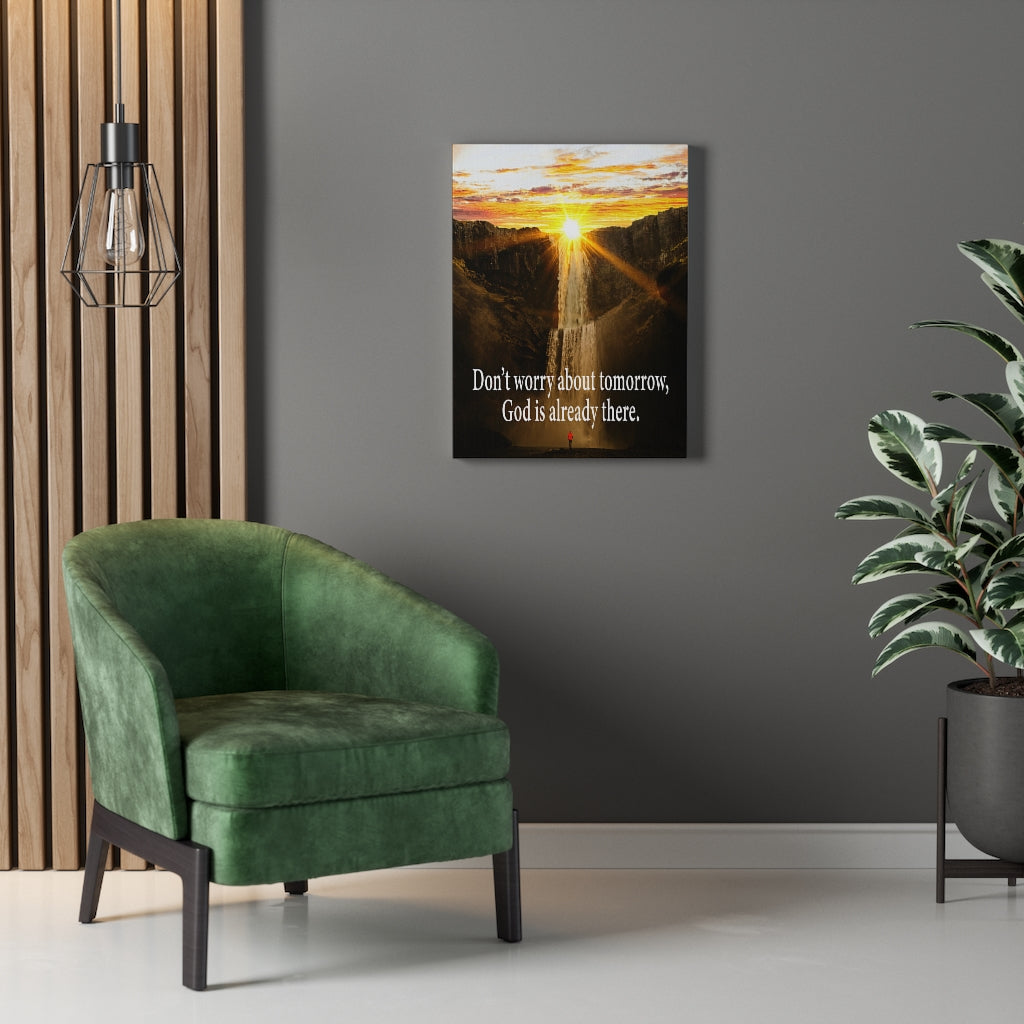 Scripture Walls Don't Worry Matthew 6:34 Bible Verse Canvas Christian Wall Art Ready to Hang Unframed-Express Your Love Gifts