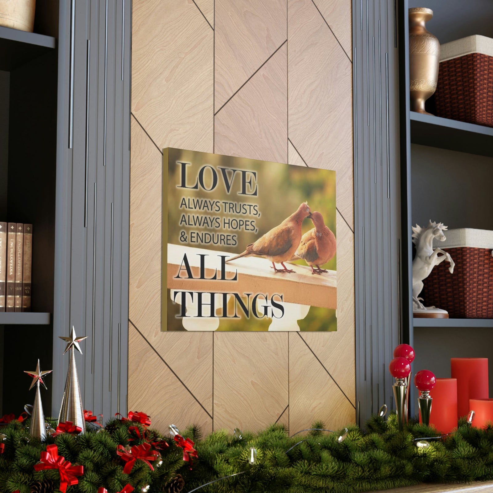 Scripture Walls Doves 1 Corinthians 13:4 Bible Verse Canvas Christian Wall Art Ready to Hang Unframed-Express Your Love Gifts