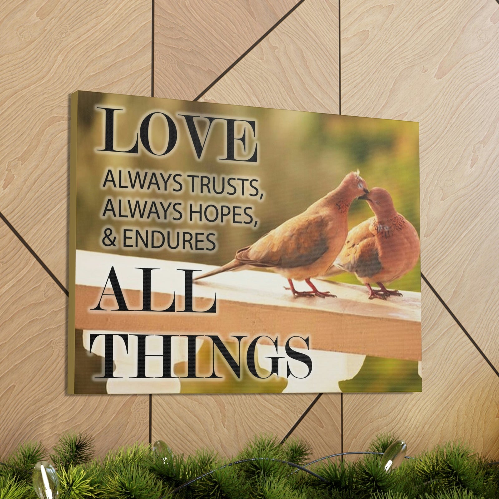 Scripture Walls Doves 1 Corinthians 13:4 Bible Verse Canvas Christian Wall Art Ready to Hang Unframed-Express Your Love Gifts