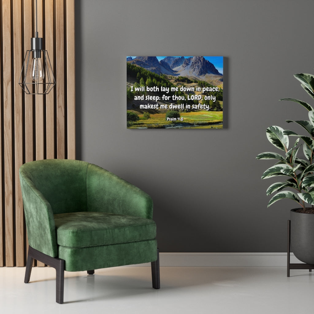 Scripture Walls Dwell In Safety Psalms 4:8 Bible Verse Canvas Christian Wall Art Ready to Hang Unframed-Express Your Love Gifts