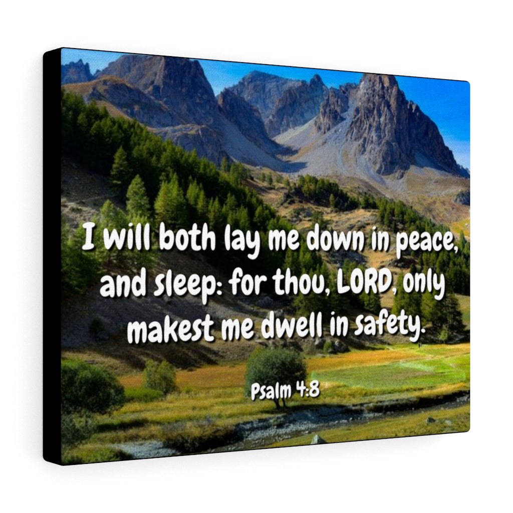 Scripture Walls Dwell In Safety Psalms 4:8 Bible Verse Canvas Christian Wall Art Ready to Hang Unframed-Express Your Love Gifts