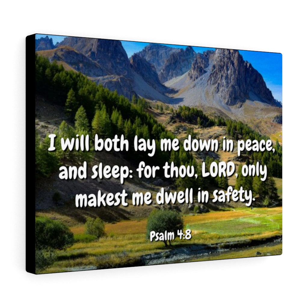 Scripture Walls Dwell In Safety Psalms 4:8 Bible Verse Canvas Christian Wall Art Ready to Hang Unframed-Express Your Love Gifts