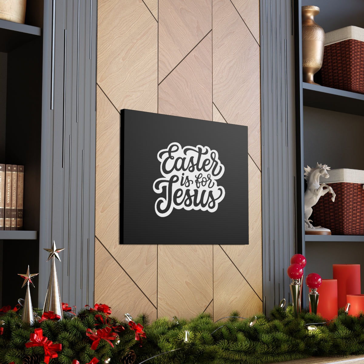 Scripture Walls Easter Is For Jesus 1 Peter 1:3 Black Christian Wall Art Bible Verse Print Ready to Hang Unframed-Express Your Love Gifts