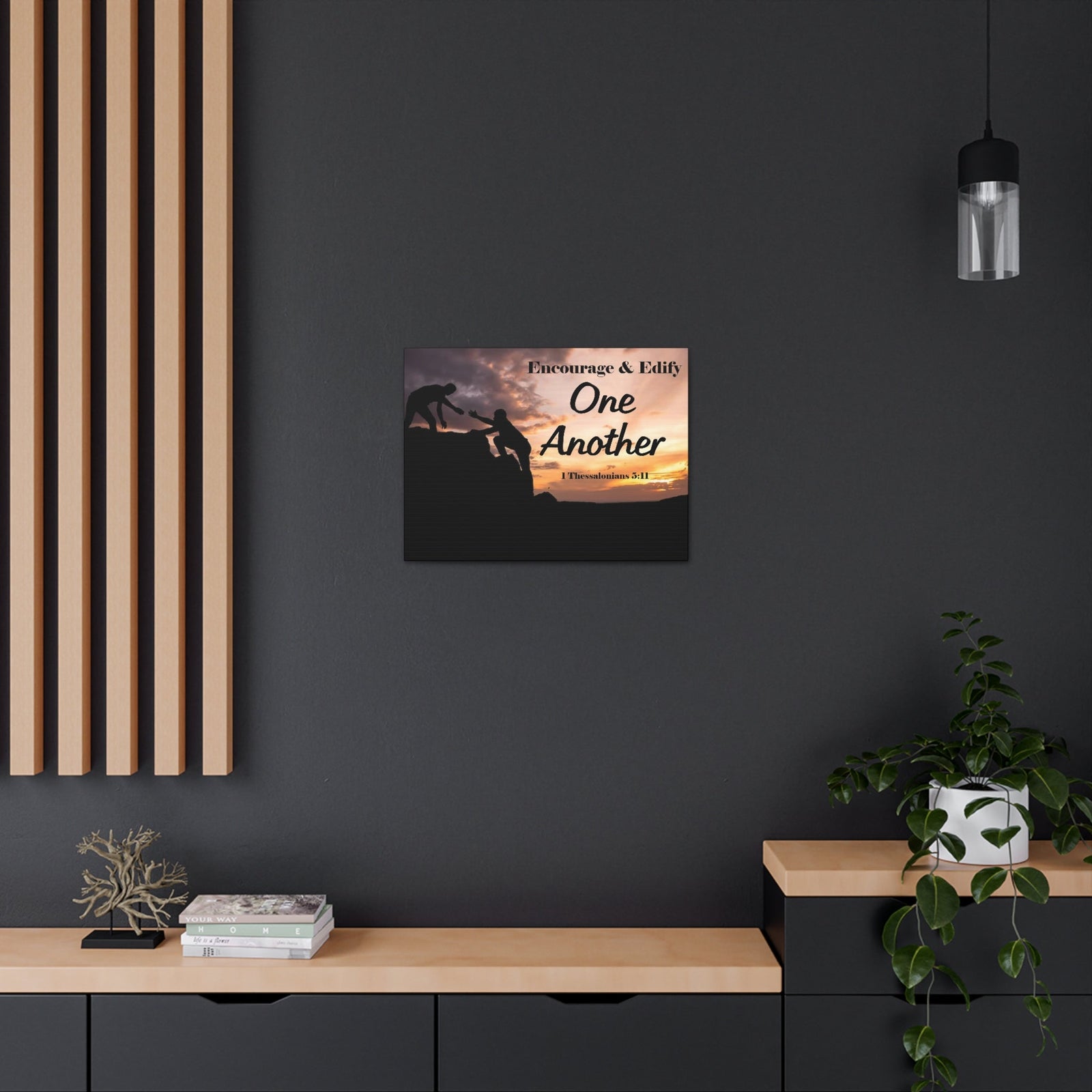 Scripture Walls Encourage & Edify One Another 1 Thessalonians 5:11 Bible Chapter Canvas Christian Wall Art Ready to Hang Unframed-Express Your Love Gifts