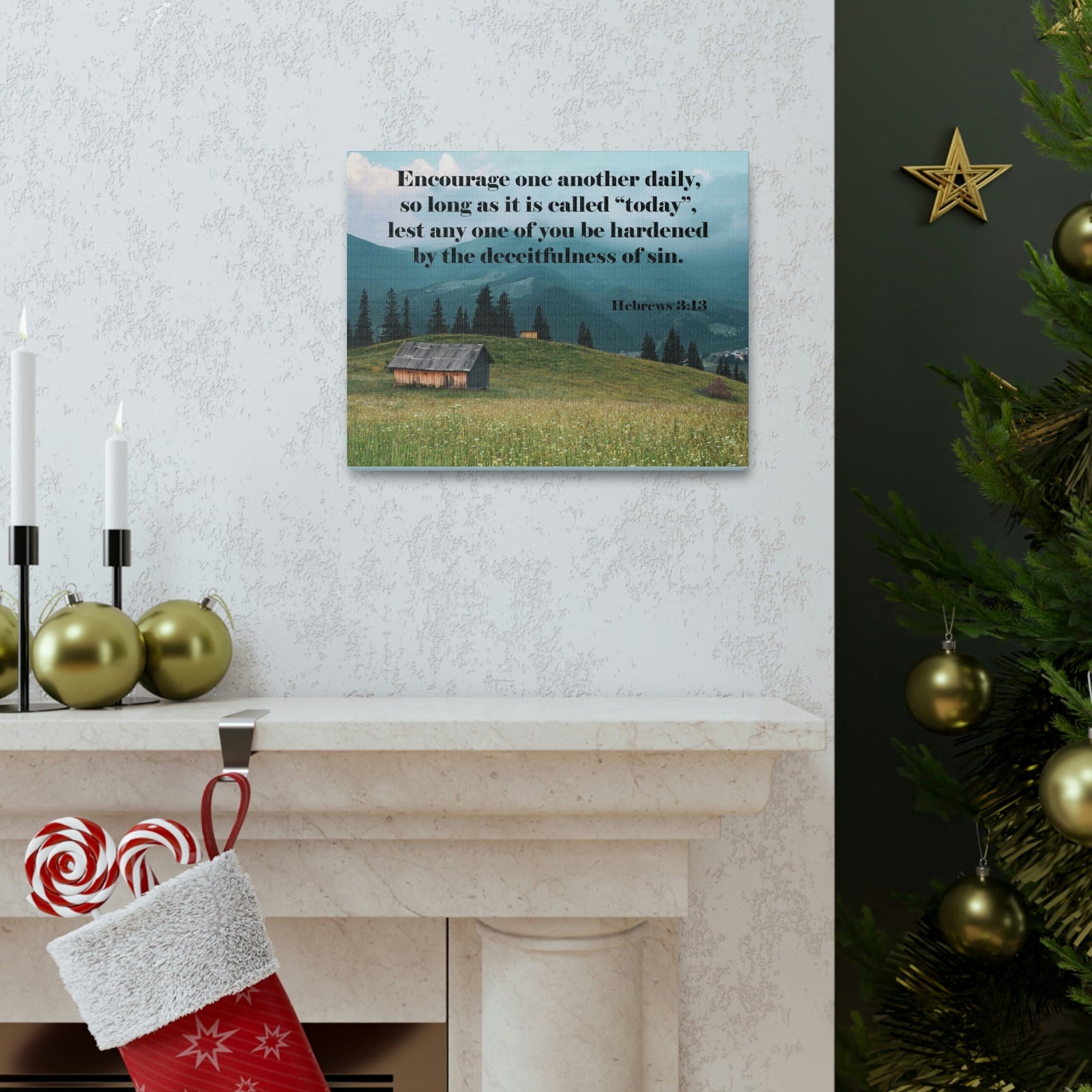 Scripture Walls Encourage Daily Hebrews 3:13 Christian Wall Art Bible Verse Print Ready to Hang Unframed-Express Your Love Gifts