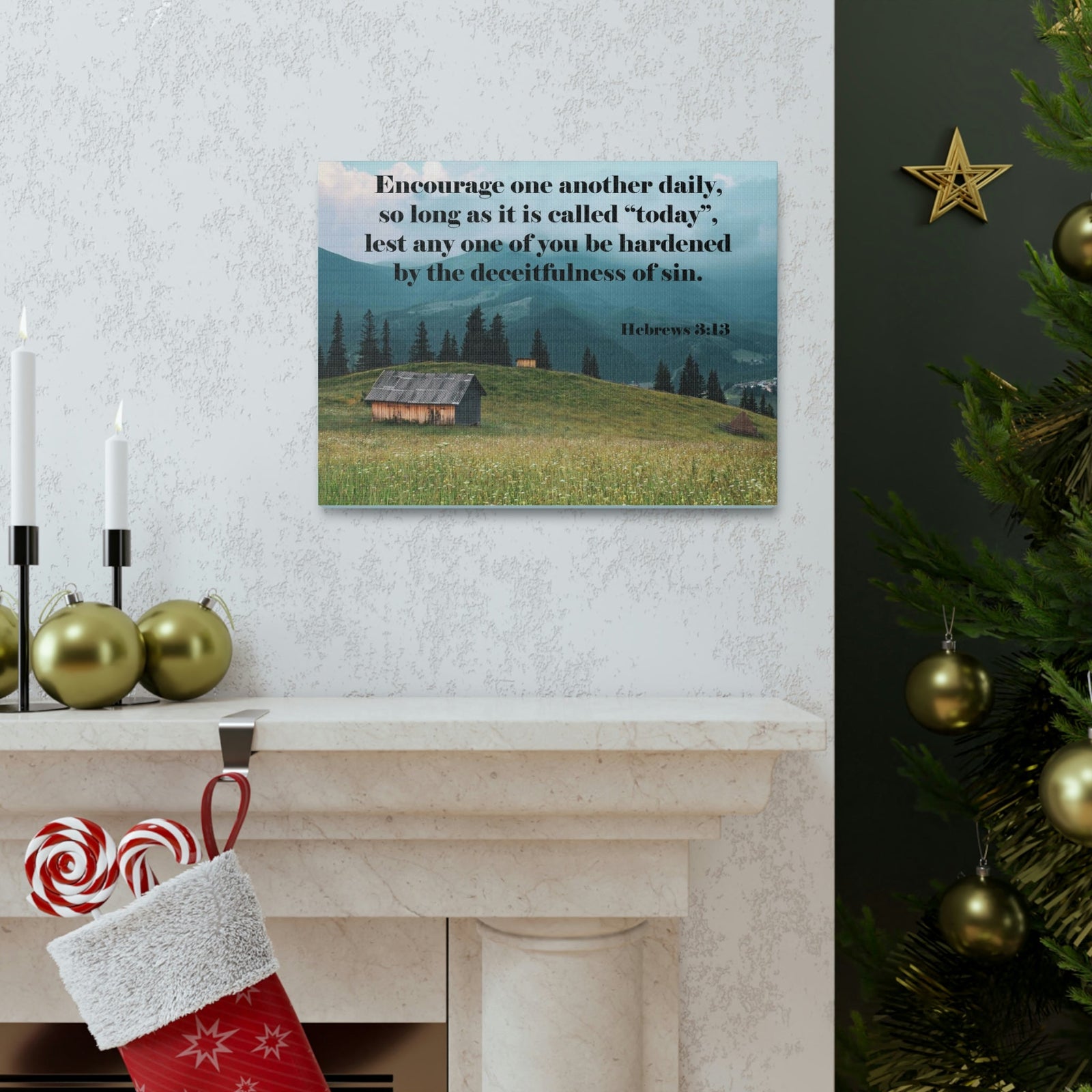 Scripture Walls Encourage Daily Hebrews 3:13 Christian Wall Art Bible Verse Print Ready to Hang Unframed-Express Your Love Gifts