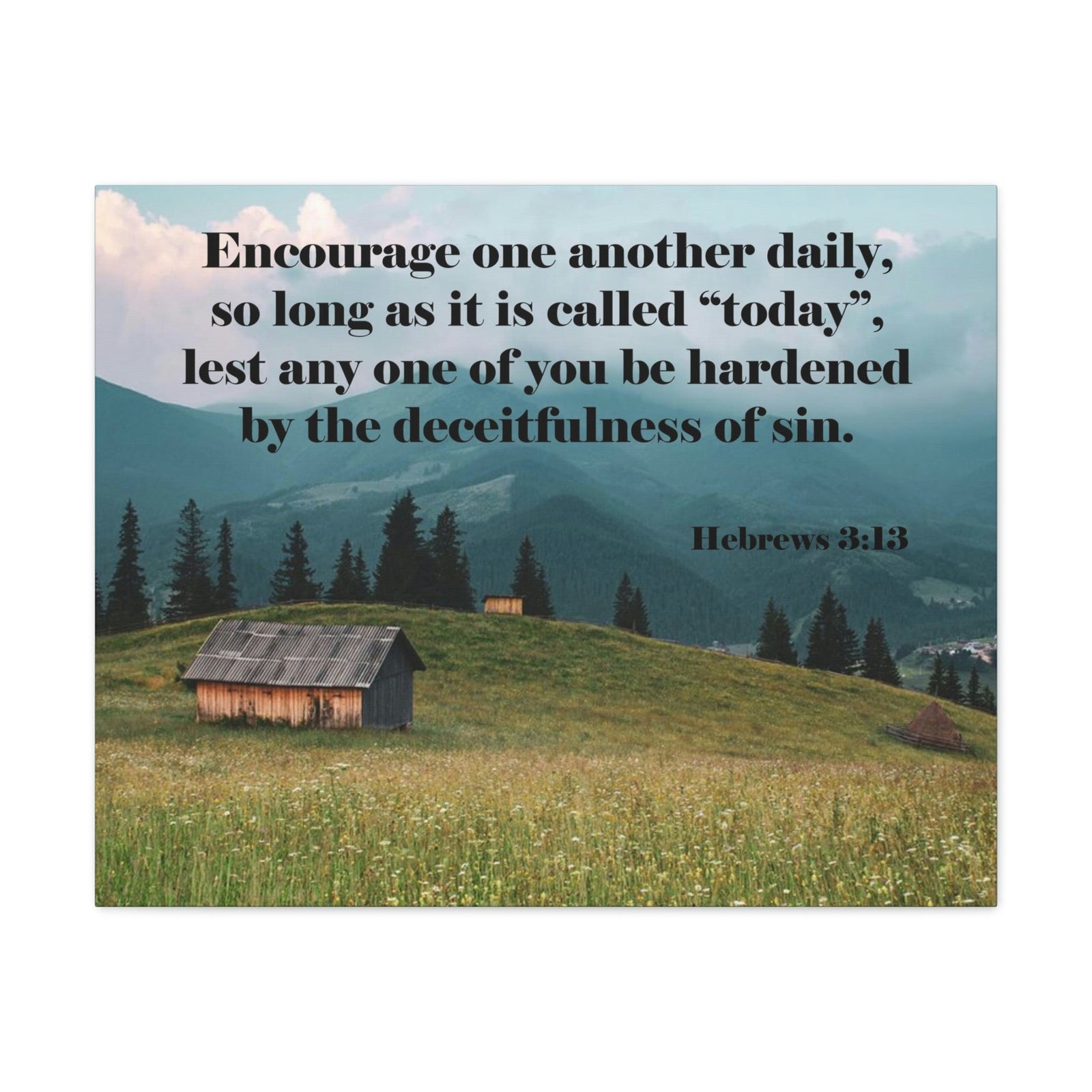 Scripture Walls Encourage Daily Hebrews 3:13 Christian Wall Art Bible Verse Print Ready to Hang Unframed-Express Your Love Gifts