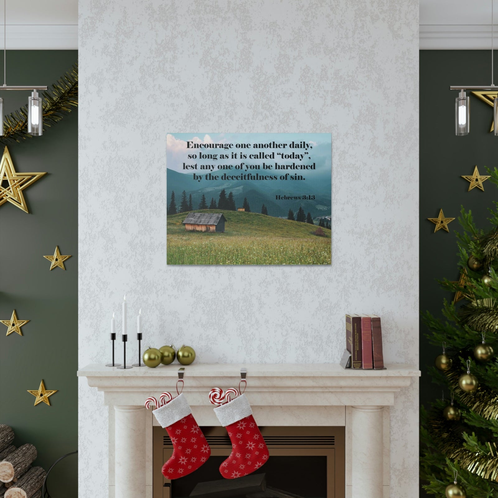 Scripture Walls Encourage Daily Hebrews 3:13 Christian Wall Art Bible Verse Print Ready to Hang Unframed-Express Your Love Gifts