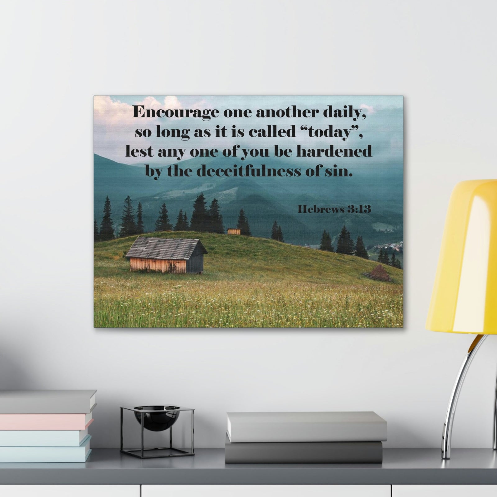 Scripture Walls Encourage Daily Hebrews 3:13 Christian Wall Art Bible Verse Print Ready to Hang Unframed-Express Your Love Gifts
