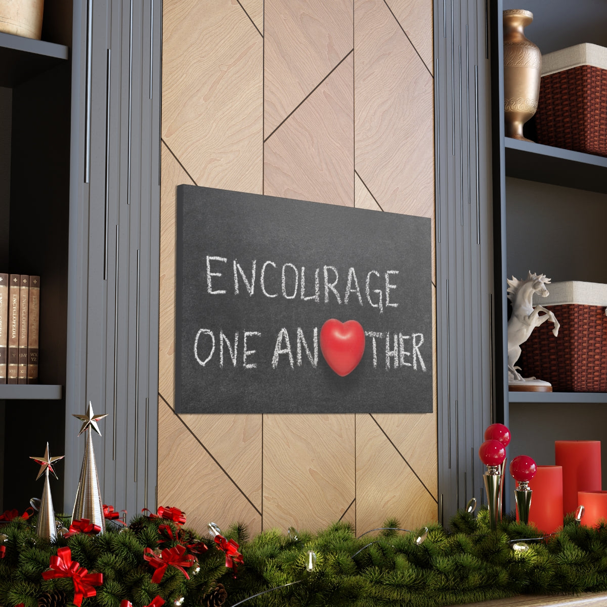 Scripture Walls Encourage One Another 1 Thessalonians 5:11 Bible Verse Canvas Christian Wall Art Ready to Hang Unframed-Express Your Love Gifts