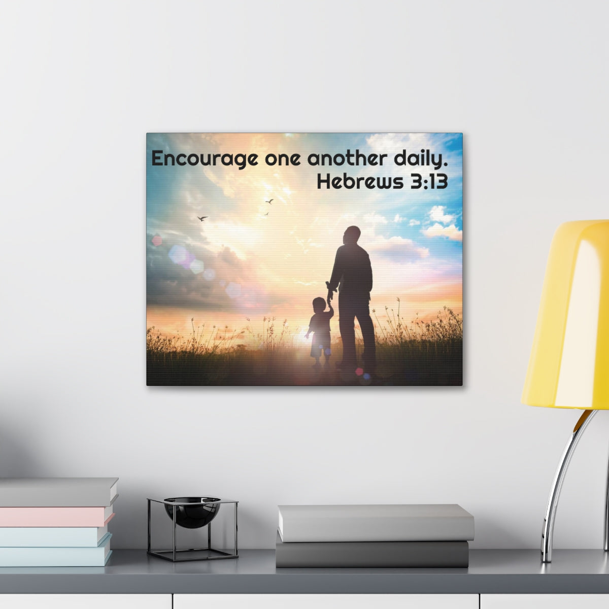Scripture Walls Encourage One Another Daily Hebrews 3:13 Bible Verse Canvas Christian Wall Art Ready to Hang Unframed-Express Your Love Gifts