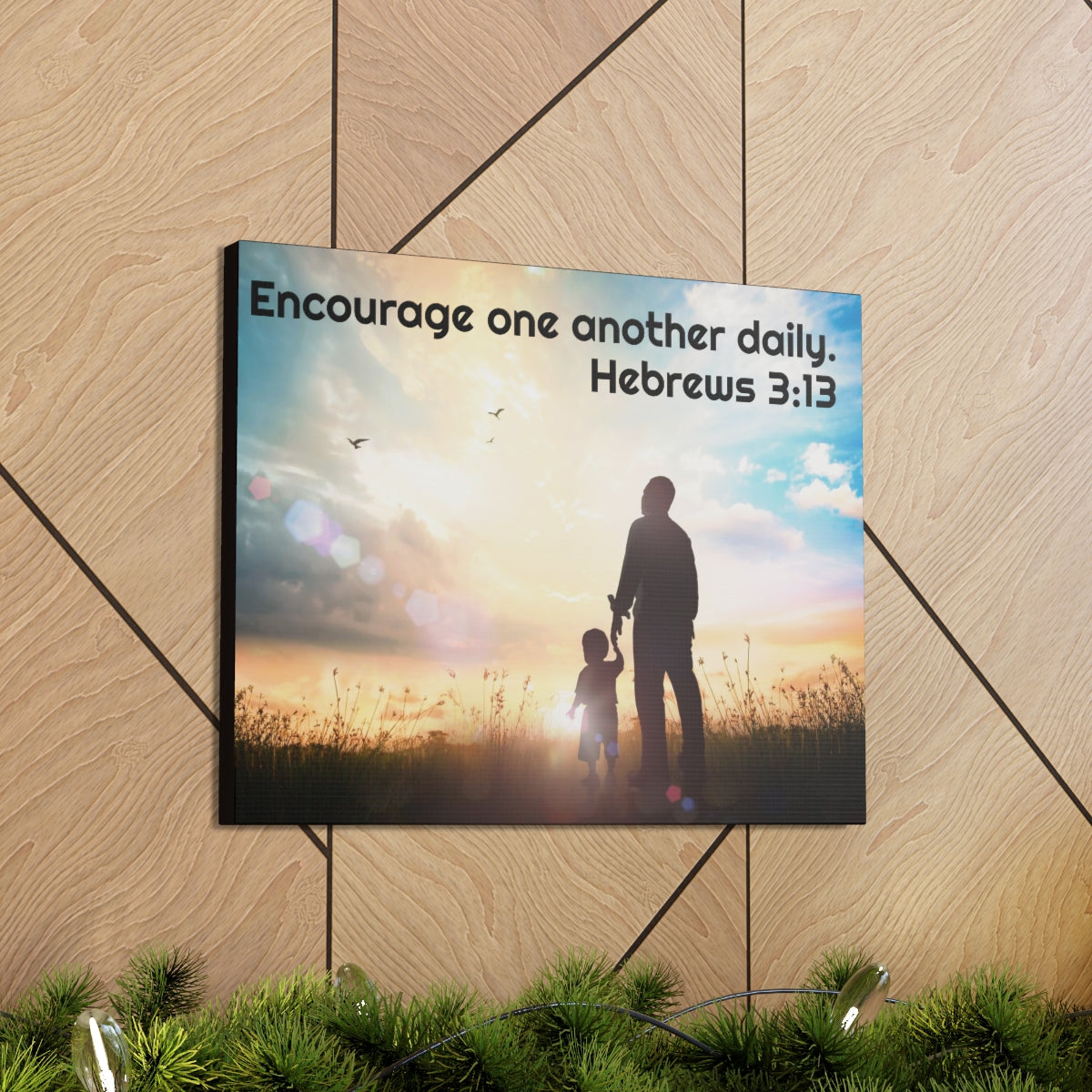 Scripture Walls Encourage One Another Daily Hebrews 3:13 Bible Verse Canvas Christian Wall Art Ready to Hang Unframed-Express Your Love Gifts