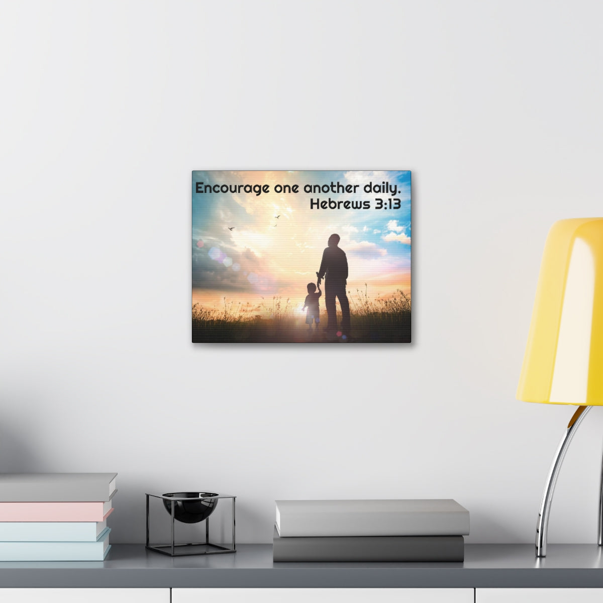 Scripture Walls Encourage One Another Daily Hebrews 3:13 Bible Verse Canvas Christian Wall Art Ready to Hang Unframed-Express Your Love Gifts