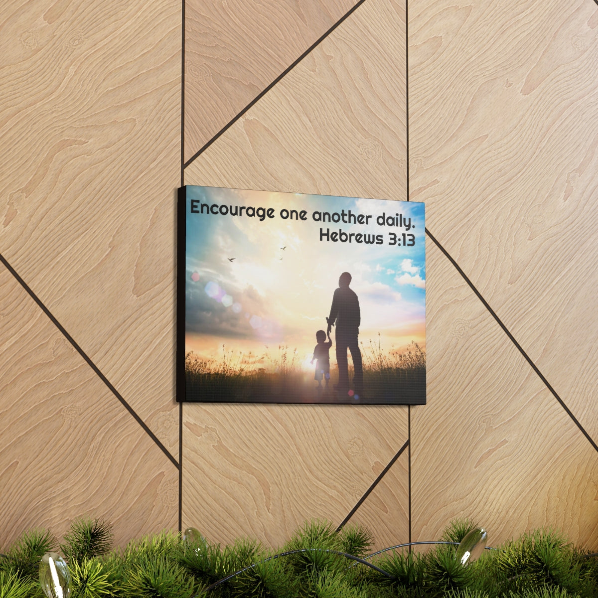 Scripture Walls Encourage One Another Daily Hebrews 3:13 Bible Verse Canvas Christian Wall Art Ready to Hang Unframed-Express Your Love Gifts