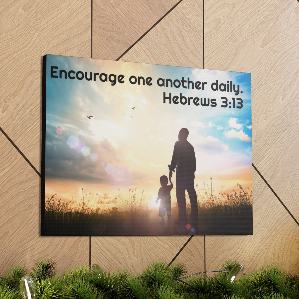 Scripture Walls Encourage One Another Daily Hebrews 3:13 Bible Verse Canvas Christian Wall Art Ready to Hang Unframed-Express Your Love Gifts