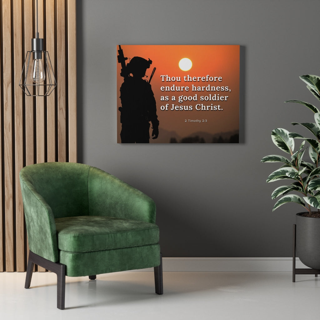 Scripture Walls Endure Hardness 2 Timothy 2:3 Bible Verse Canvas Christian Wall Art Ready to Hang Unframed-Express Your Love Gifts