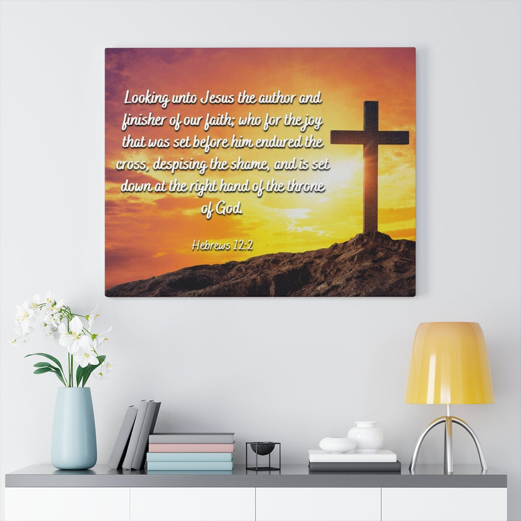 Scripture Walls Endured The Cross Hebrews 12:2 Bible Verse Canvas Christian Wall Art Ready to Hang Unframed-Express Your Love Gifts