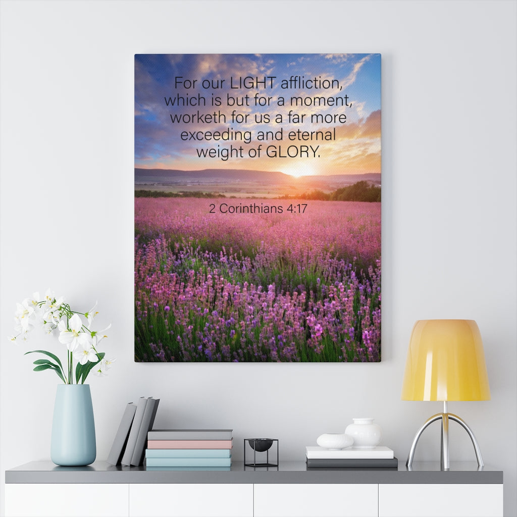 Scripture Walls Eternal Glory 2 Corinthians 4:17 Bible Verse Canvas Christian Wall Art Ready to Hang Unframed-Express Your Love Gifts
