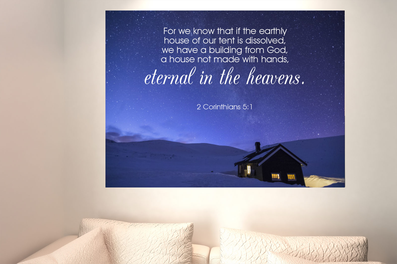 Scripture Walls Eternal in The Heavens 2 Corinthians 5:1 Bible Verse Canvas Christian Wall Art Ready to Hang Unframed-Express Your Love Gifts
