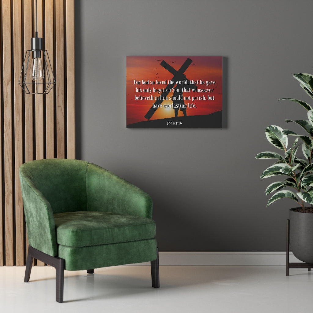 Scripture Walls Everlasting Life John 3:16 Bible Verse Canvas Christian Wall Art Ready to Hang Unframed-Express Your Love Gifts