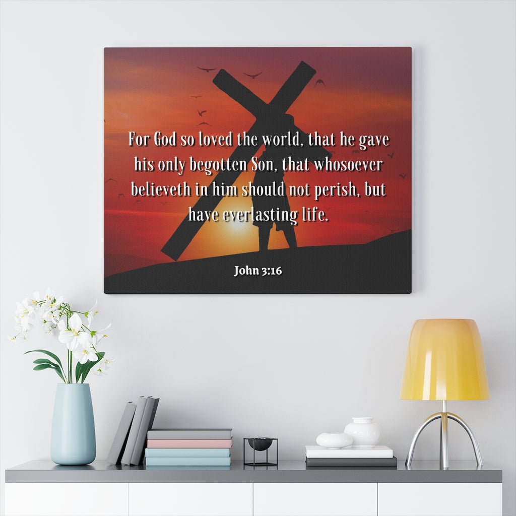 Scripture Walls Everlasting Life John 3:16 Bible Verse Canvas Christian Wall Art Ready to Hang Unframed-Express Your Love Gifts