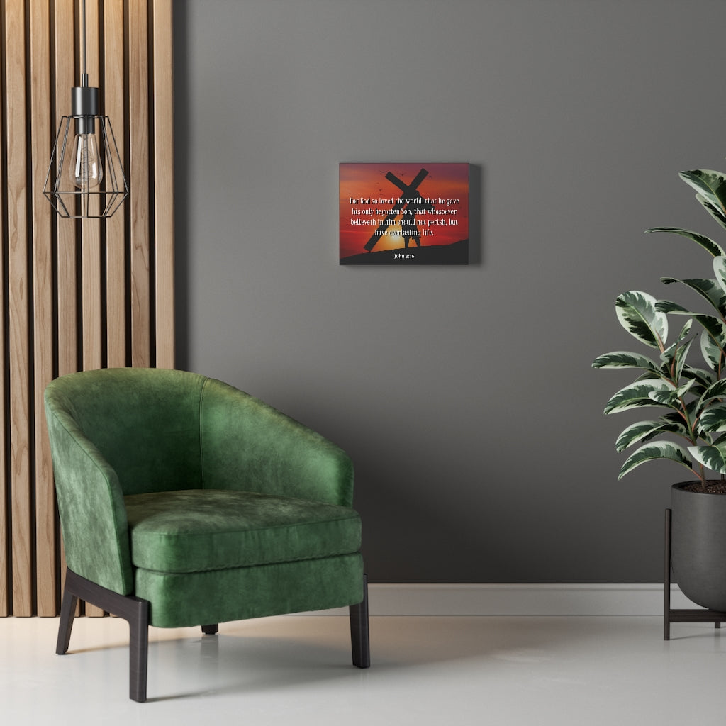 Scripture Walls Everlasting Life John 3:16 Bible Verse Canvas Christian Wall Art Ready to Hang Unframed-Express Your Love Gifts