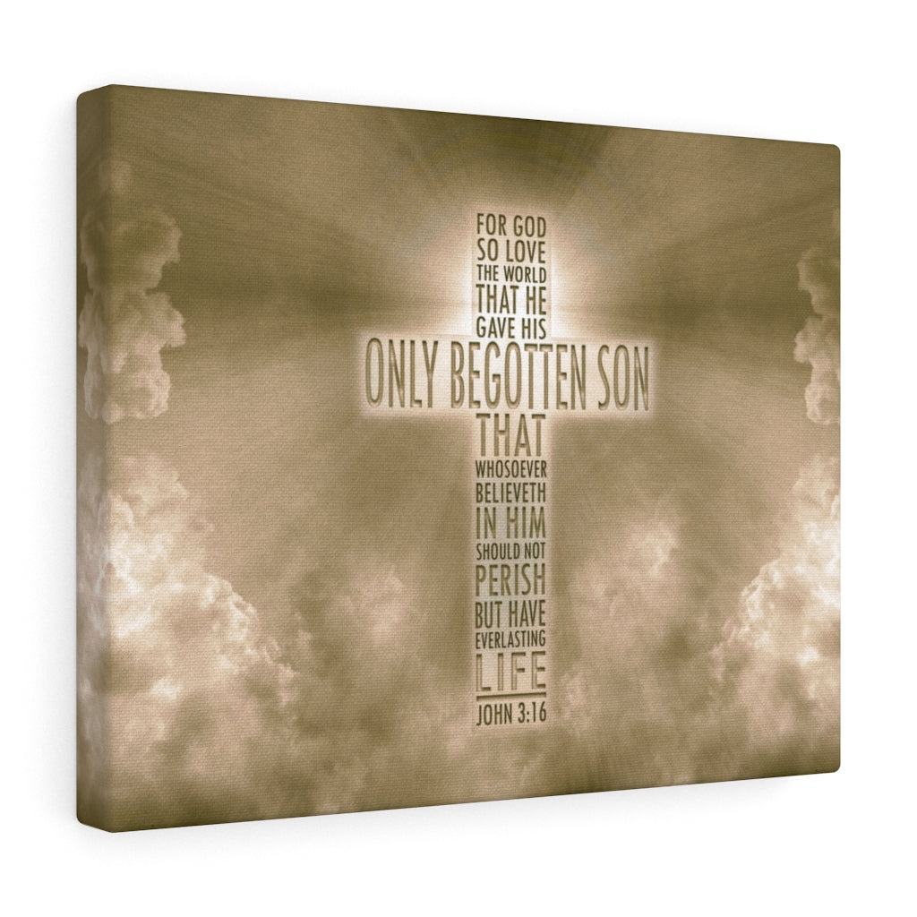 Scripture Walls Everlasting Life John 3:16 Sun Bible Verse Canvas Christian Wall Art Ready to Hang Unframed-Express Your Love Gifts