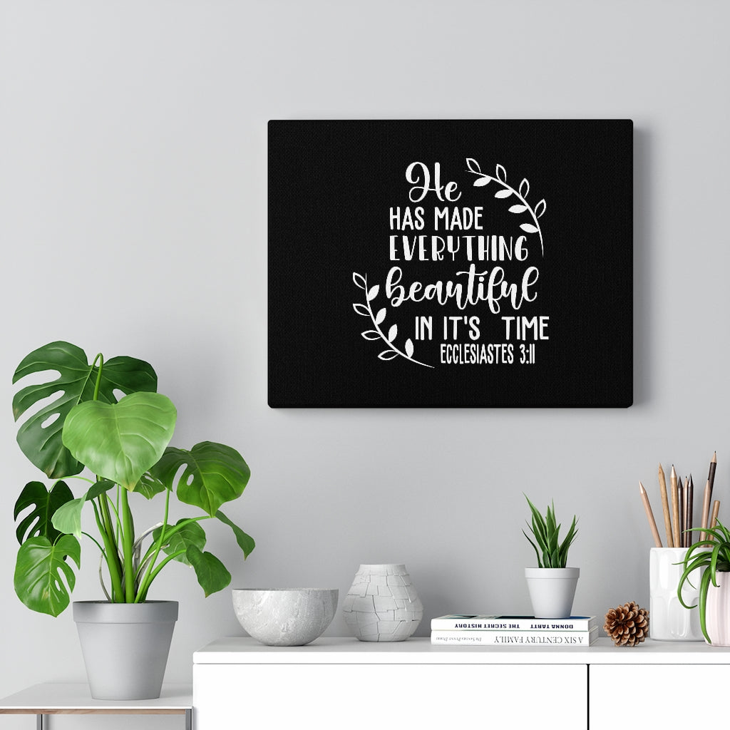 Scripture Walls Everything Beautiful Ecclesiastes 3:11 Black Christian Wall Art Bible Verse Print Ready To Hang Unframed-Express Your Love Gifts