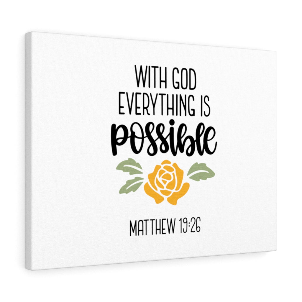 Scripture Walls Everything Is Possible Matthew 19:26 Bible Verse Canvas Christian Wall Art Ready to Hang Unframed-Express Your Love Gifts