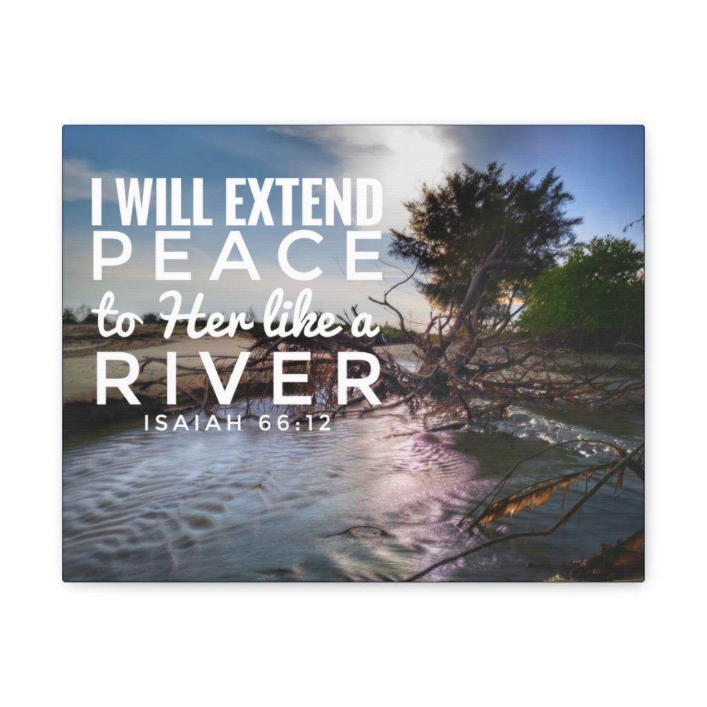 Scripture Walls Extend Peace Isaiah 66:12 Bible Verse Canvas Christian Wall Art Ready to Hang Unframed-Express Your Love Gifts