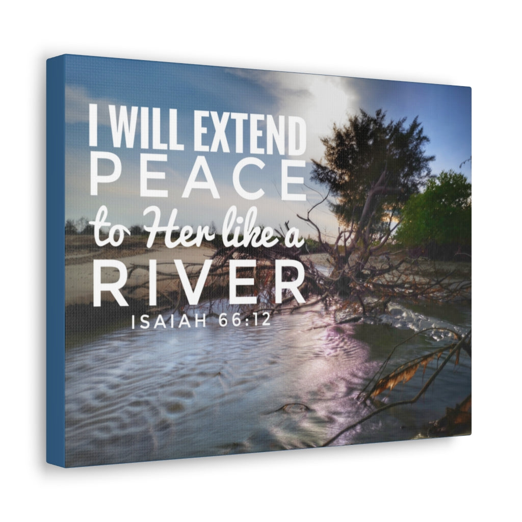 Scripture Walls Extend Peace Isaiah 66:12 Bible Verse Canvas Christian Wall Art Ready to Hang Unframed-Express Your Love Gifts