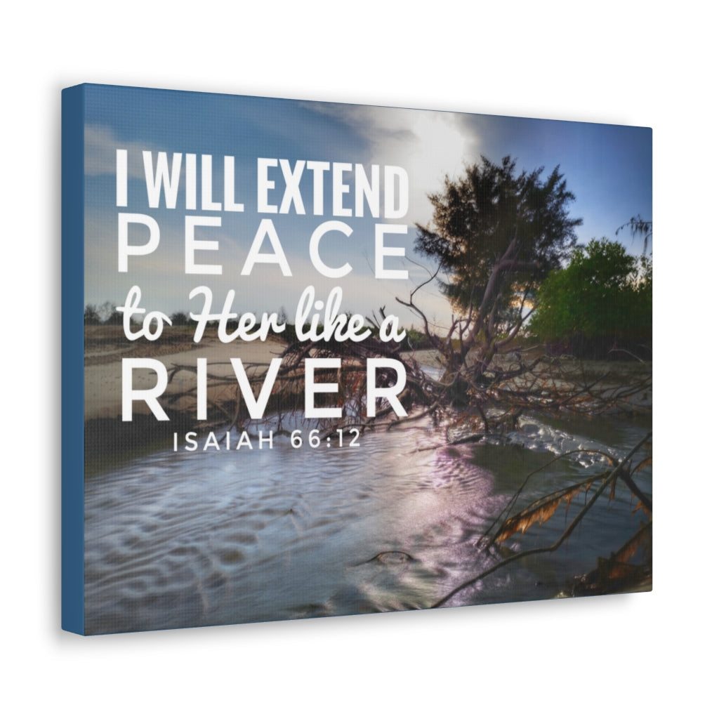 Scripture Walls Extend Peace Isaiah 66:12 Bible Verse Canvas Christian Wall Art Ready to Hang Unframed-Express Your Love Gifts