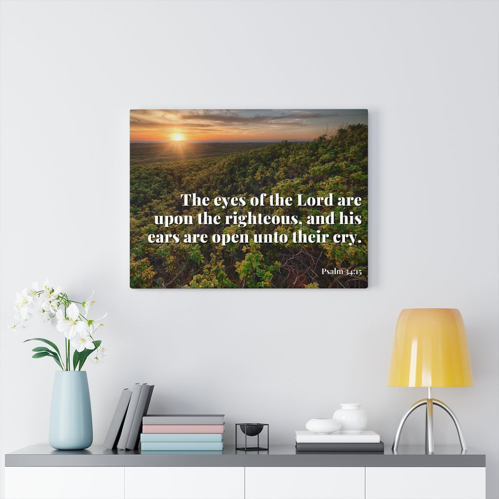 Scripture Walls Eyes & Ears Of God Psalm 34:15 Bible Verse Canvas Christian Wall Art Ready to Hang Unframed-Express Your Love Gifts
