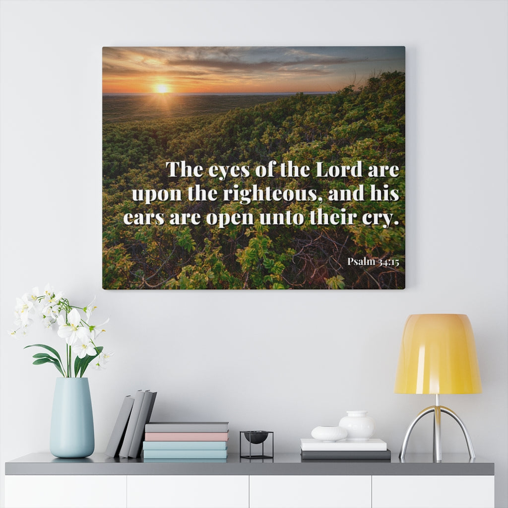 Scripture Walls Eyes & Ears Of God Psalm 34:15 Bible Verse Canvas Christian Wall Art Ready to Hang Unframed-Express Your Love Gifts