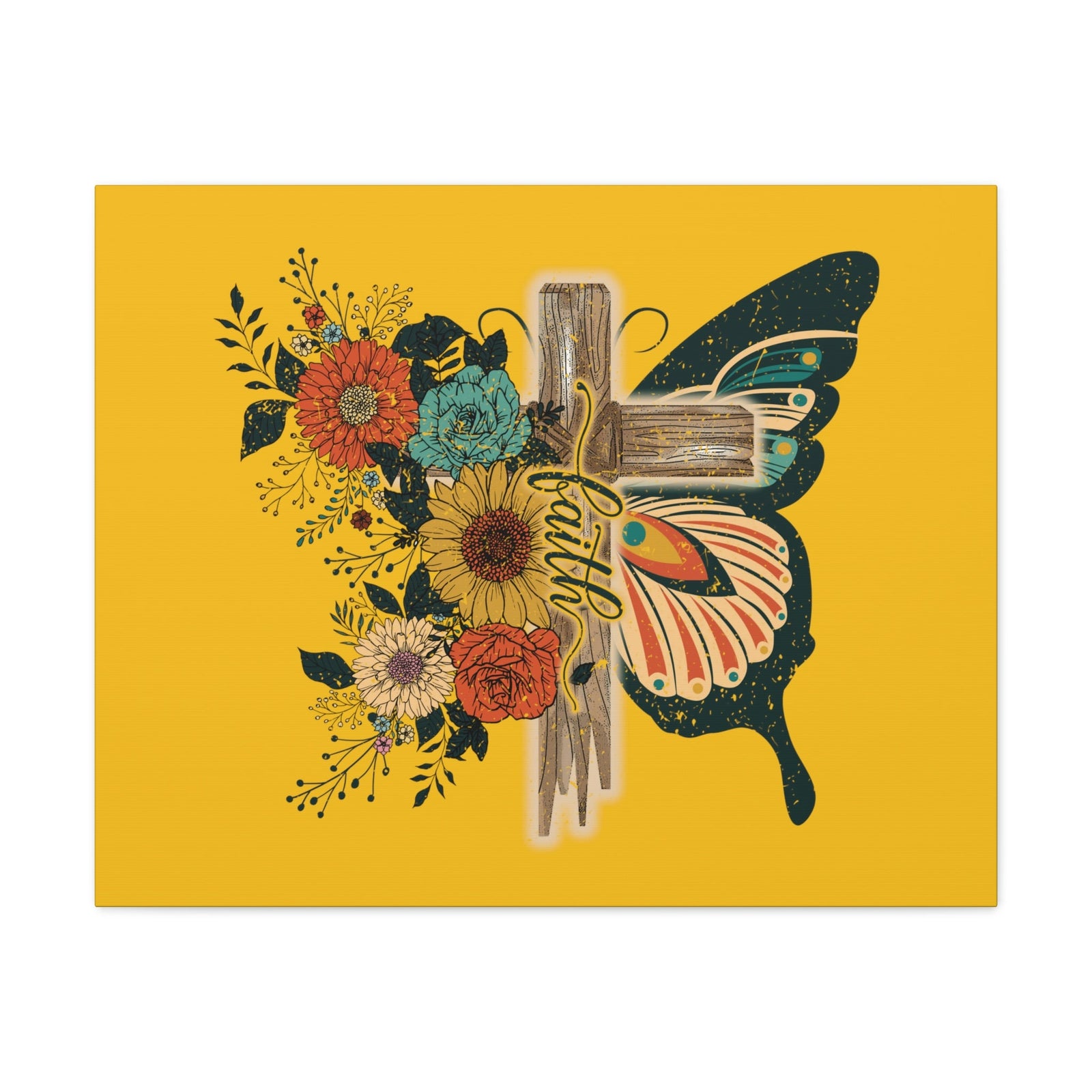 Scripture Walls Faith 2 Corinthians 5:7 Butterfly Cross Christian Wall Art Bible Verse Print Ready to Hang Unframed-Express Your Love Gifts