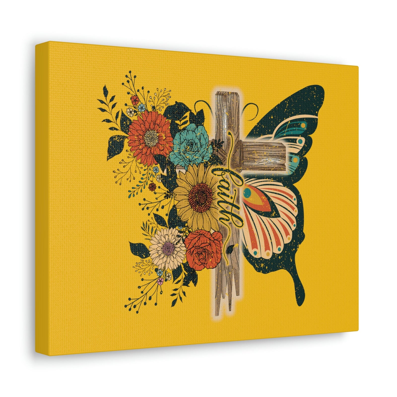 Scripture Walls Faith 2 Corinthians 5:7 Butterfly Cross Christian Wall Art Bible Verse Print Ready to Hang Unframed-Express Your Love Gifts