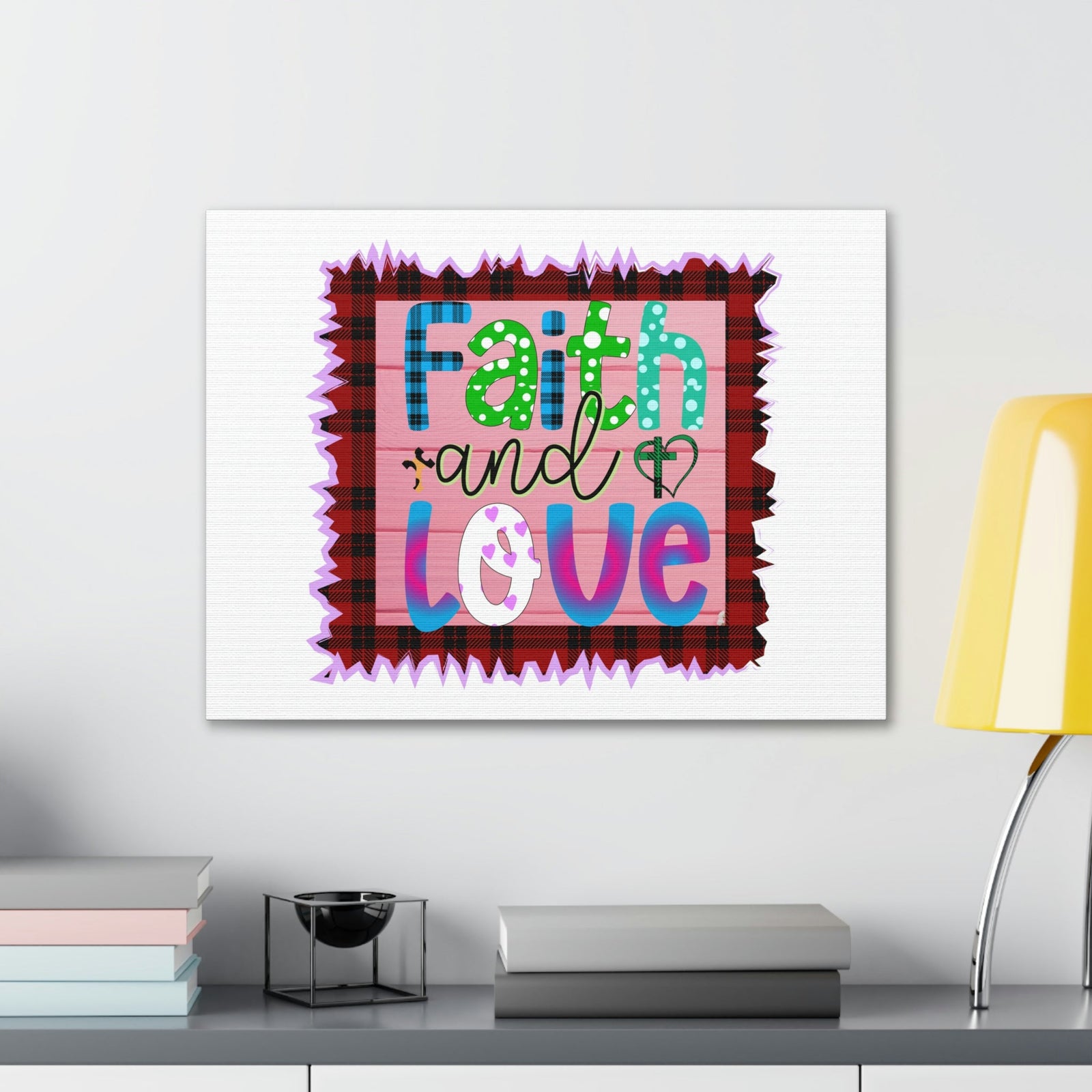Scripture Walls Faith And Love 1 Corinthians 13:13 Pink Square Christian Wall Art Bible Verse Print Ready to Hang Unframed-Express Your Love Gifts