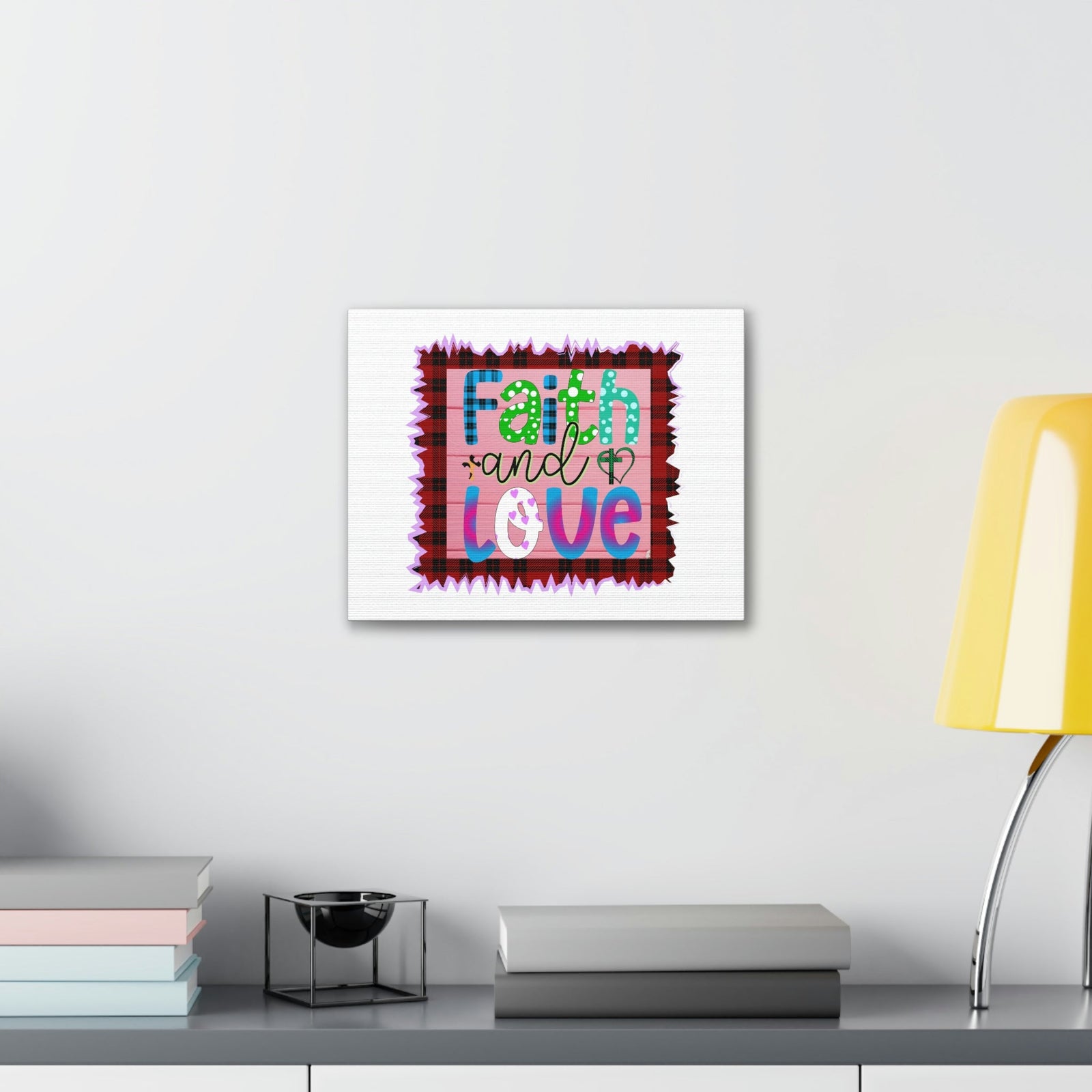 Scripture Walls Faith And Love 1 Corinthians 13:13 Pink Square Christian Wall Art Bible Verse Print Ready to Hang Unframed-Express Your Love Gifts